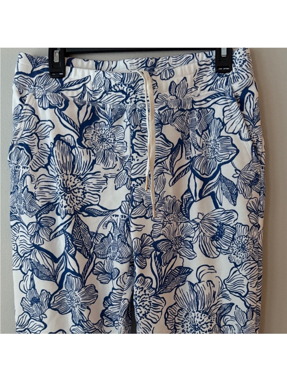 Lilly Pulitzer 29" Silvie Terry Jogger Blue and White Floral
Pants - Picture 3 of 8